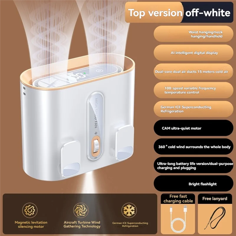 

ABUI-подвесной вентилятор на талии, 6000 мАч, портативный поясной зажим, высокоскоростной двойной канальный подвесной настольный электрический вентилятор