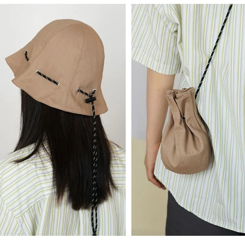 Summer Double-sided Wear Panama Hat for Women Change to Money Bag Hat Cowboy Fisherman Hat Female Portable Bucket Hats Female