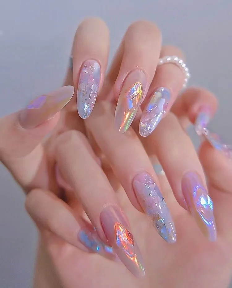 0.3g * 6 pçs cintilante aurora prego em pó metálico efeito espelho cromo pigmento poeira camaleão gel polonês manicure decorações & #