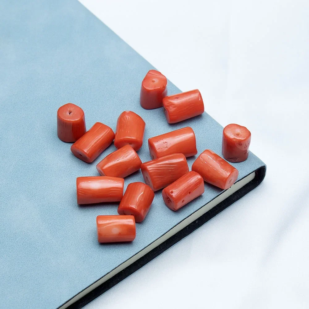 البرتقال العمود شكل المرجان الطبيعي فضفاض الخرز صنع عقد دي اي واي سوار مجوهرات اكسسوارات 8x10-9x14-15 مللي متر 1 قطعة