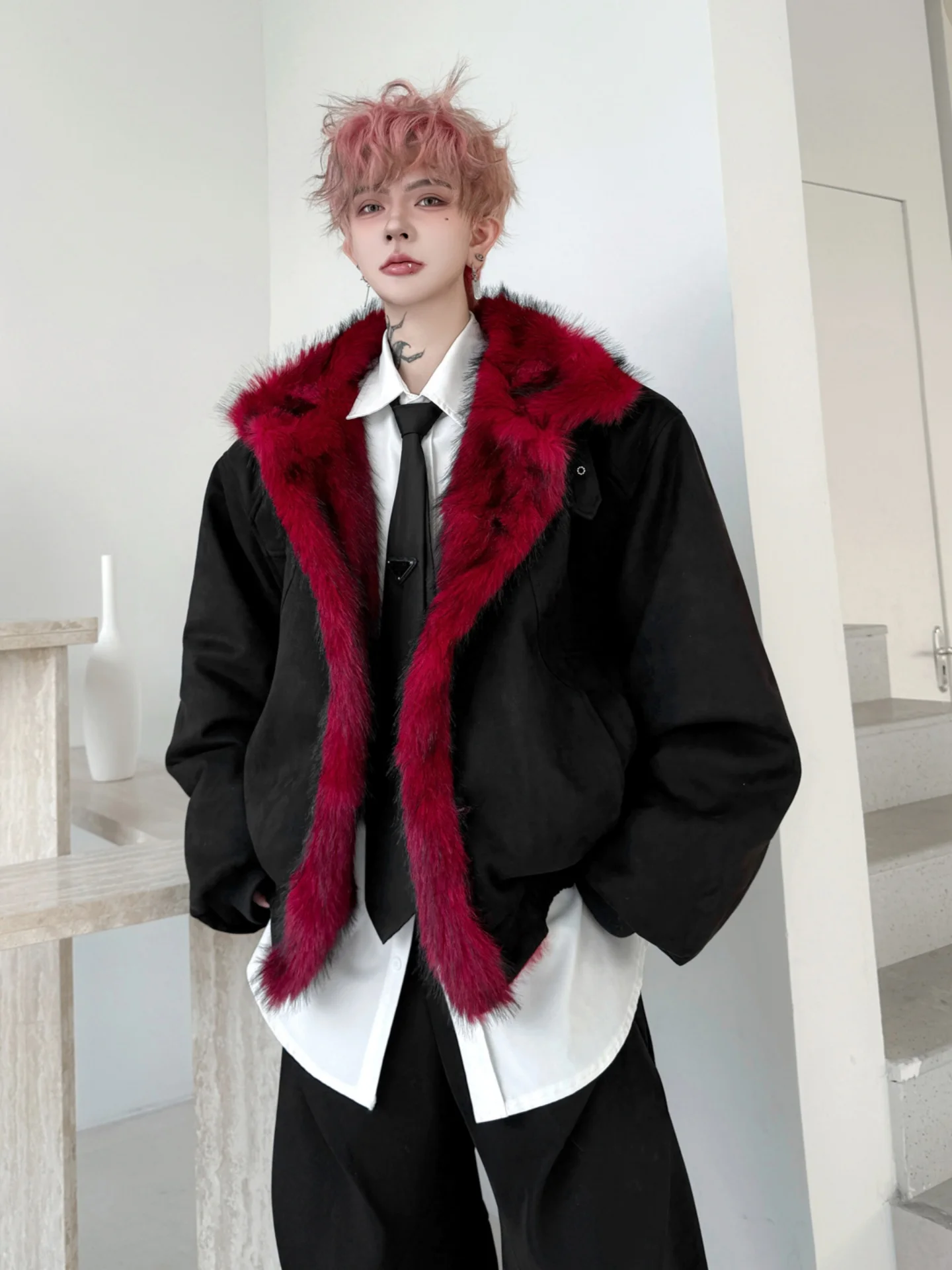 

Мужская зимняя куртка American High Street с утеплением из флиса и меха кролика, повседневное теплое пальто с карманами для молодежи