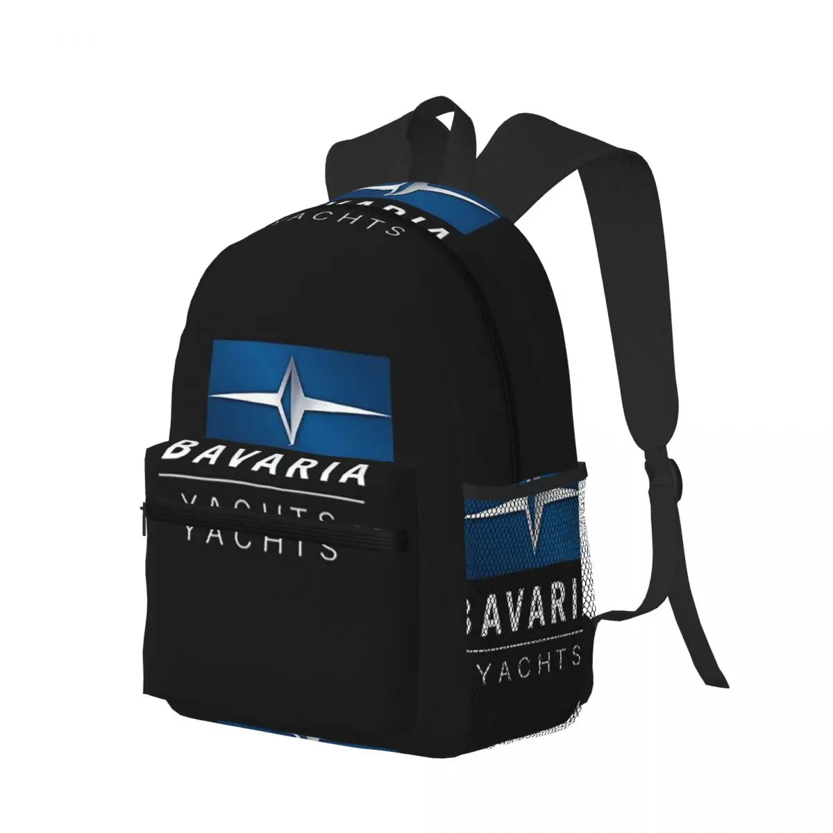

Bavaria Yachts Blue Silver Logo Student Backpack School Bag Hiking Travel Daypack for Men Women Bookbag Shoulder Bags
