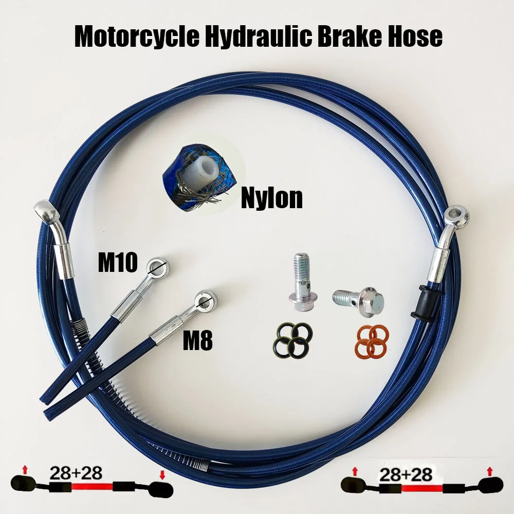 

10CM~500CM Motorcycle Dirt Bike Brake Oil Hose Brake Line Universal Stainless Steel Braided Pipeline M8x1.25mm or M10X1.25mm