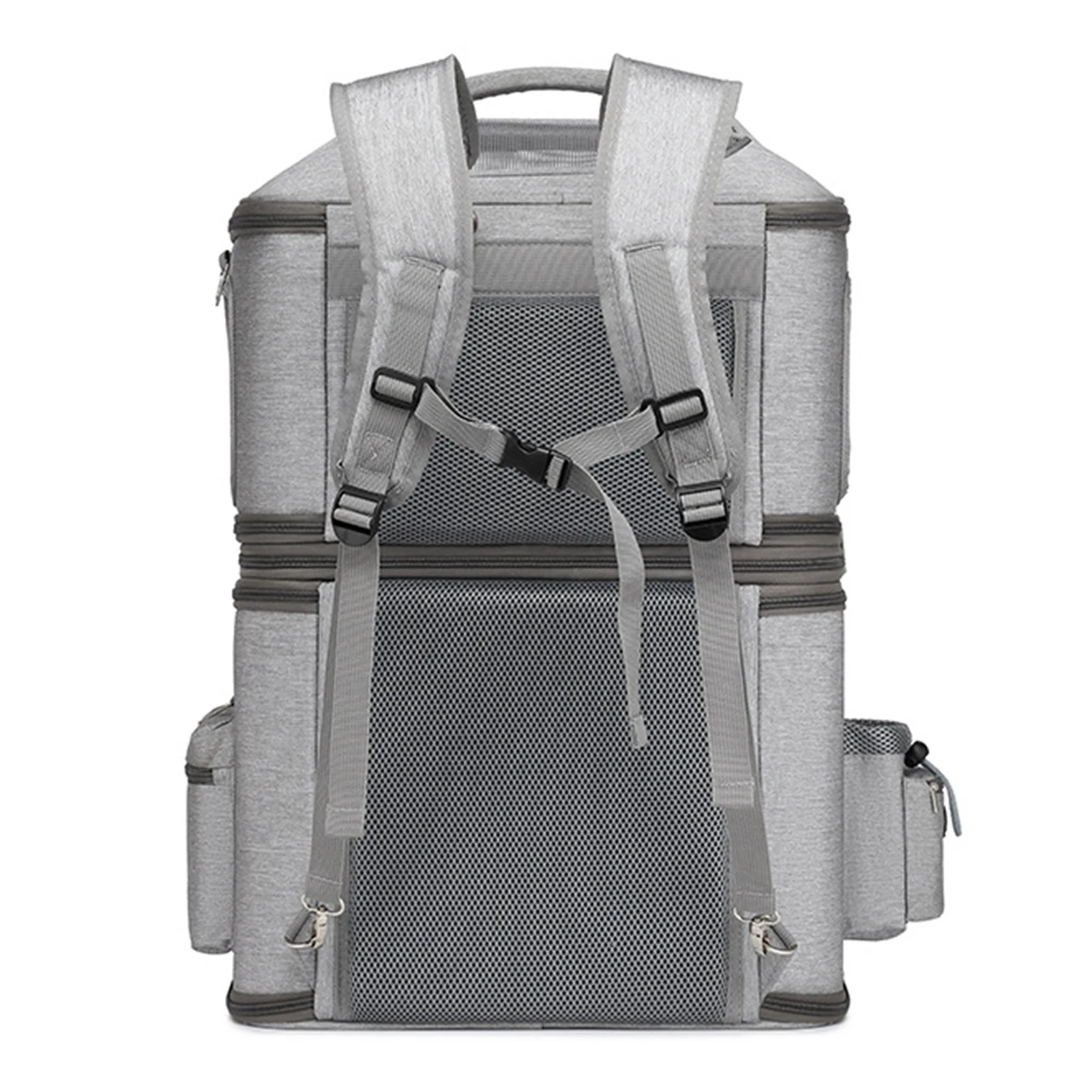 Double Layer Pet Backpack Oxford Cloth Portable Large Capacity Carrier Bag Can Accommodate Two Cat Outdoor Travel Cat Bag