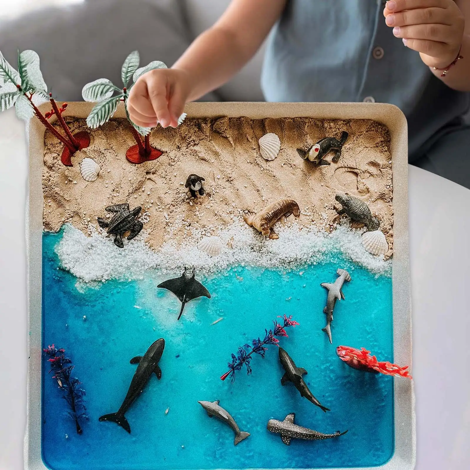 Table de sable pour la motricité fine, matériel de bricolage, aides au développement précoce du fuchsia, cadeaux de vacances préscolaires