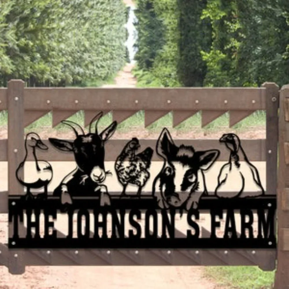 Personalized Farm Animals Sign As Custom Metal Decor for Farmer Home Yard Indicator A Gift for Father's Day Present Rural Charm