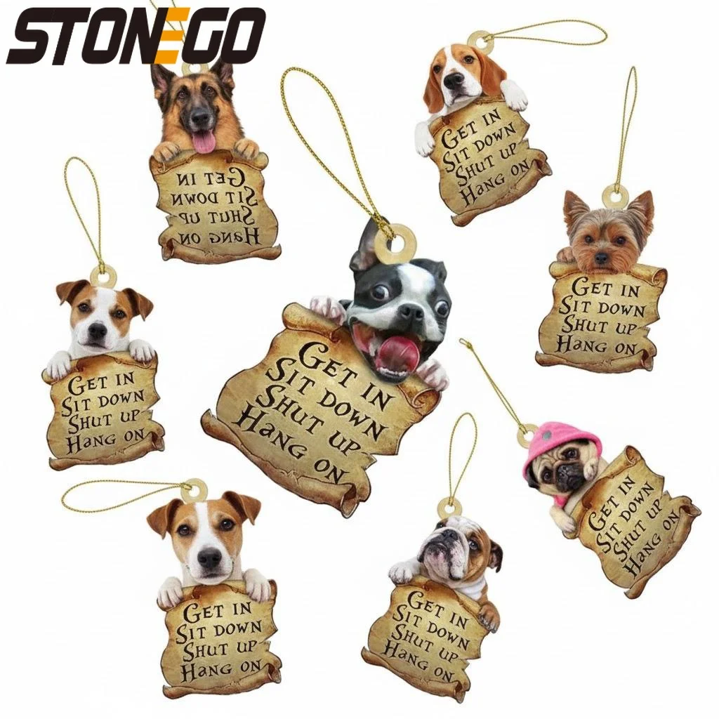 

Cute Dog Car Hanger Lovely Acrylic Animal Car Decor Two Sided Ornament Car Interior Accessories Hanging Decorations