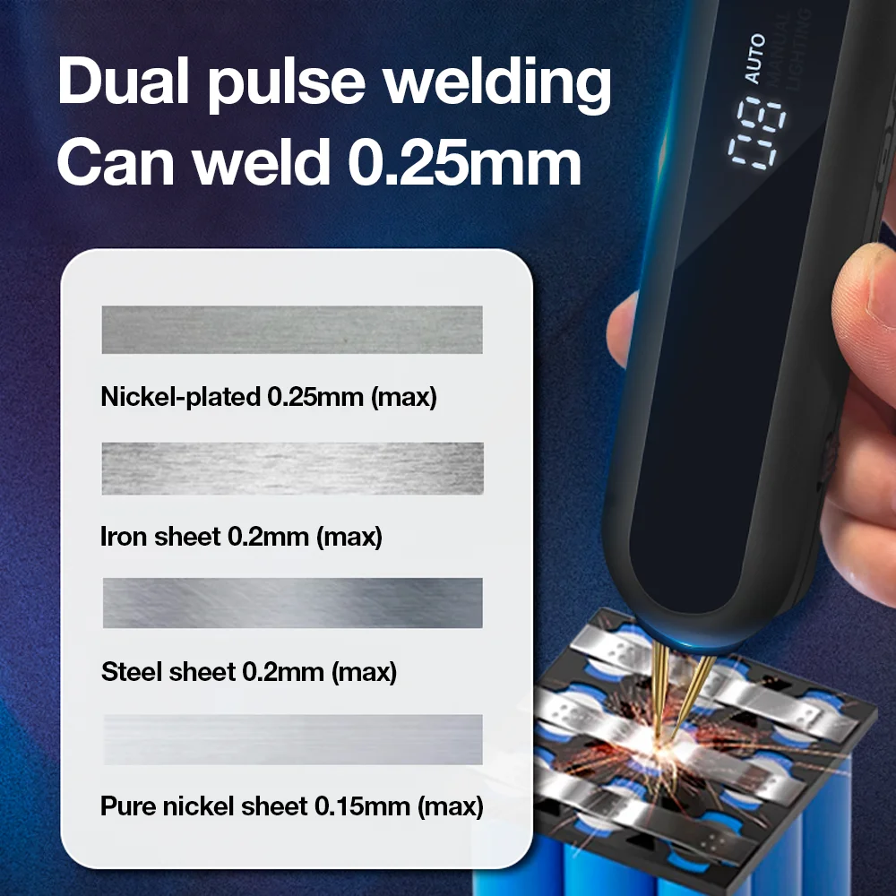 Nieuwe puntlasmachine met 12 versnellingen, verstelbare, draagbare puntlasmachine, USB-oplaadfunctie, automatische en handmatige lasstanden, met led-tandwieldisplay, snoerloos doe-het-zelf lasapparaat