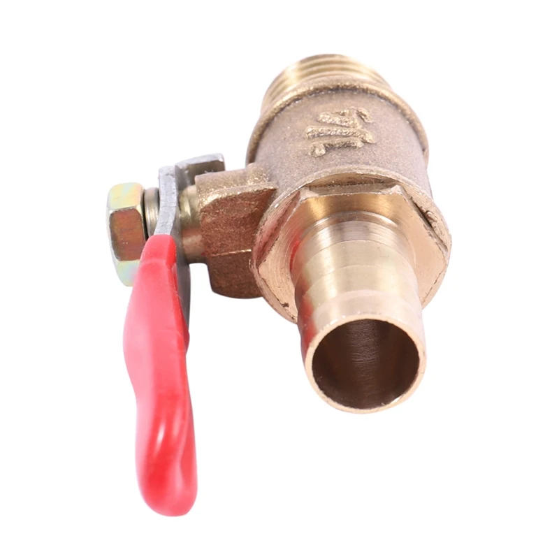 2X 10Mm X 1/4 Inch PT Male Thread Full Port Lever Handle Hose Barb Brass Ball Valve