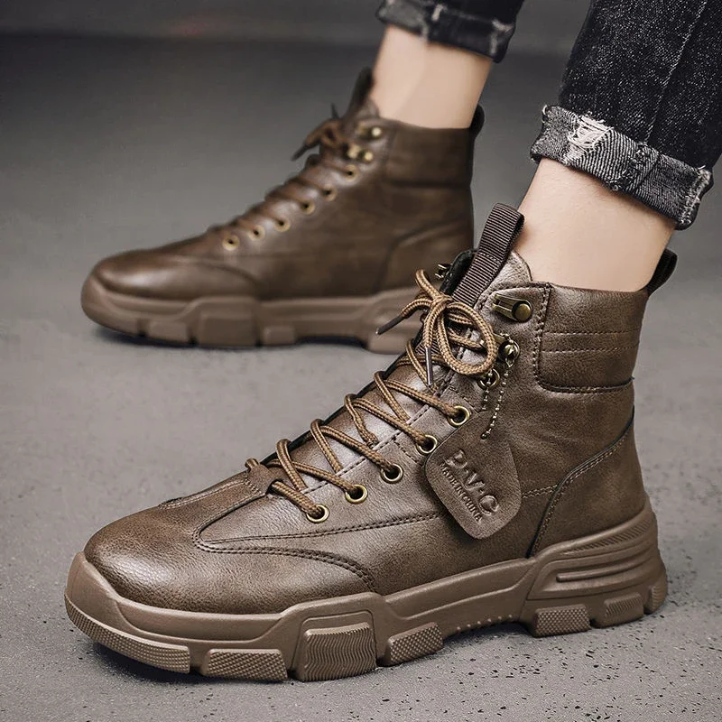 Lace Up Male Winter Shoes Ankle Men's Snow Boots Booties Platform Offer Fashion Luxury Anti Slip New in Brands High Quality Work