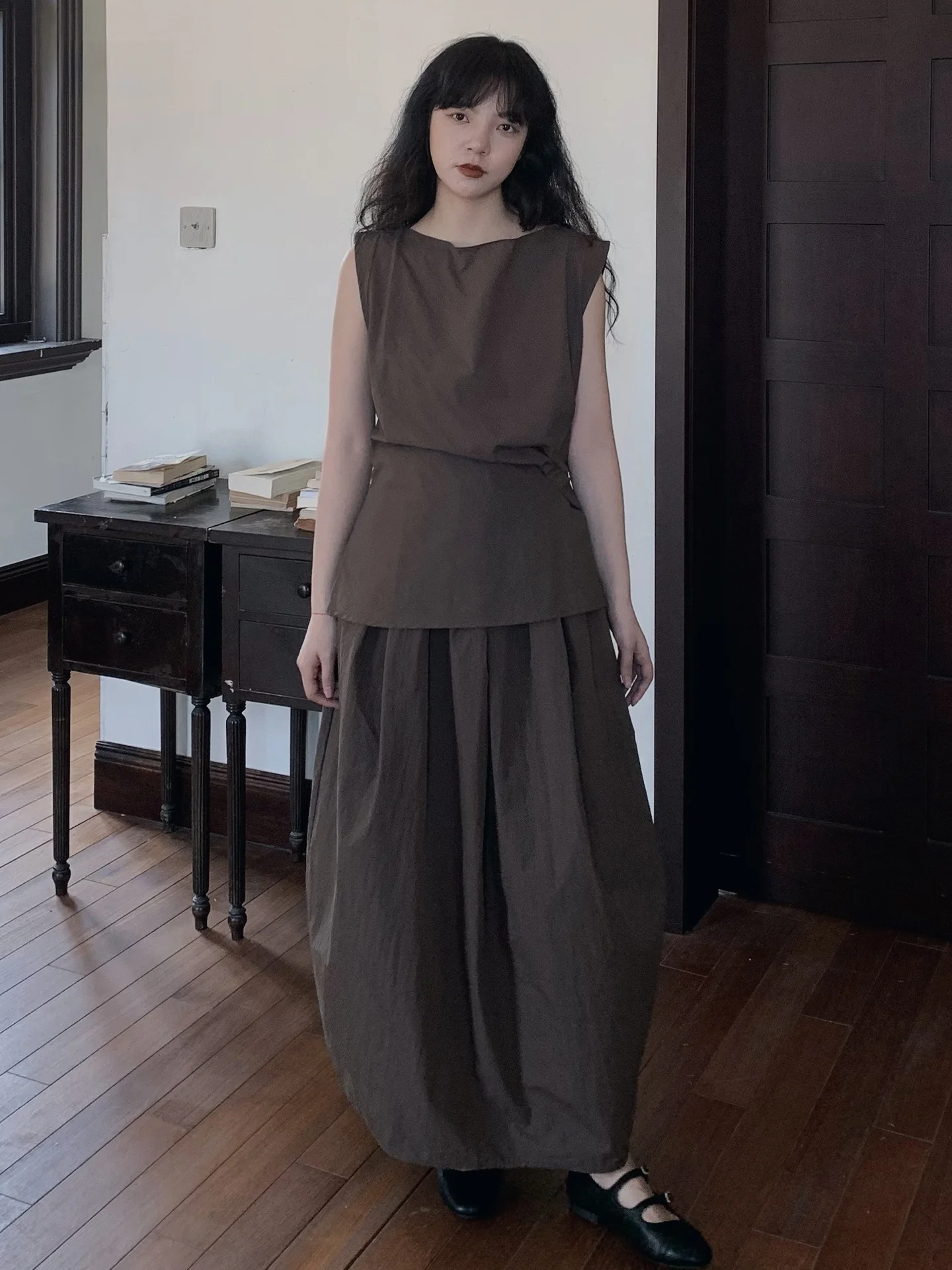 

Minimalist Button Design Split Shirt Half Skirt Set Land And Mountain【Miya】2025 Summer Cotton Fashion Set for Teens