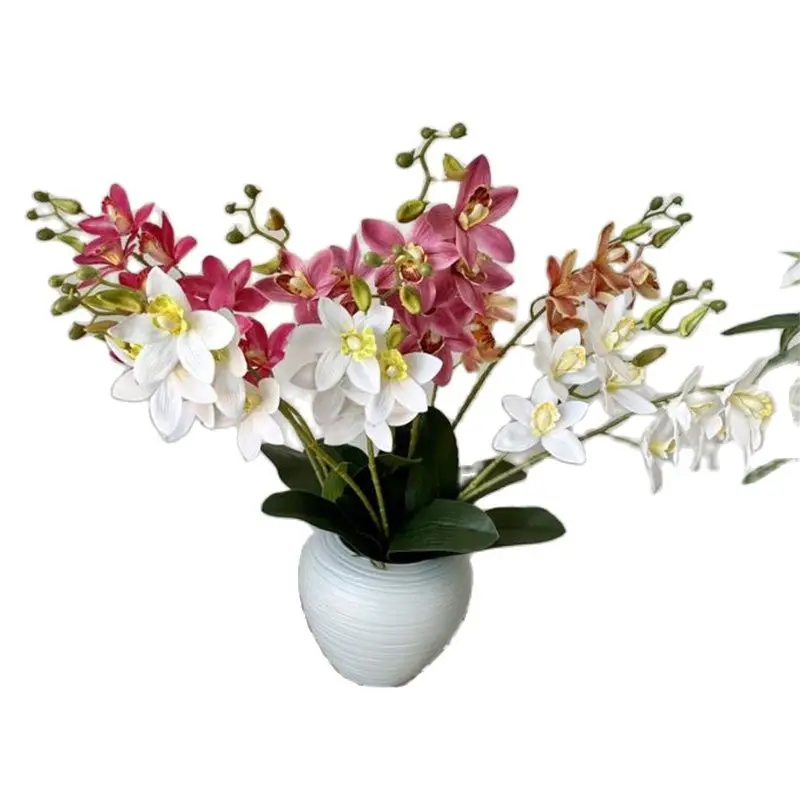 ورقة واحدة خضراء فو لمركزات الزفاف ، محاكاة Cymbidium ، ديف ويلان ، لمسة حقيقية ، طول 24 "، 2 ينبع لكل باقة