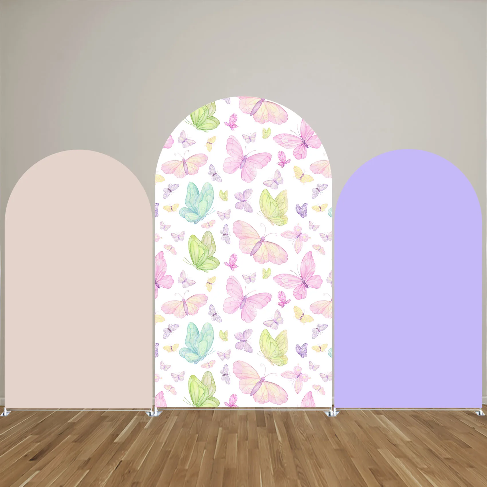 

Butterful Arched Backdrop Covers Butterfly Kisses Arch Stand Fabric for Princess Girl Birthday Wishes Party Decoration Props