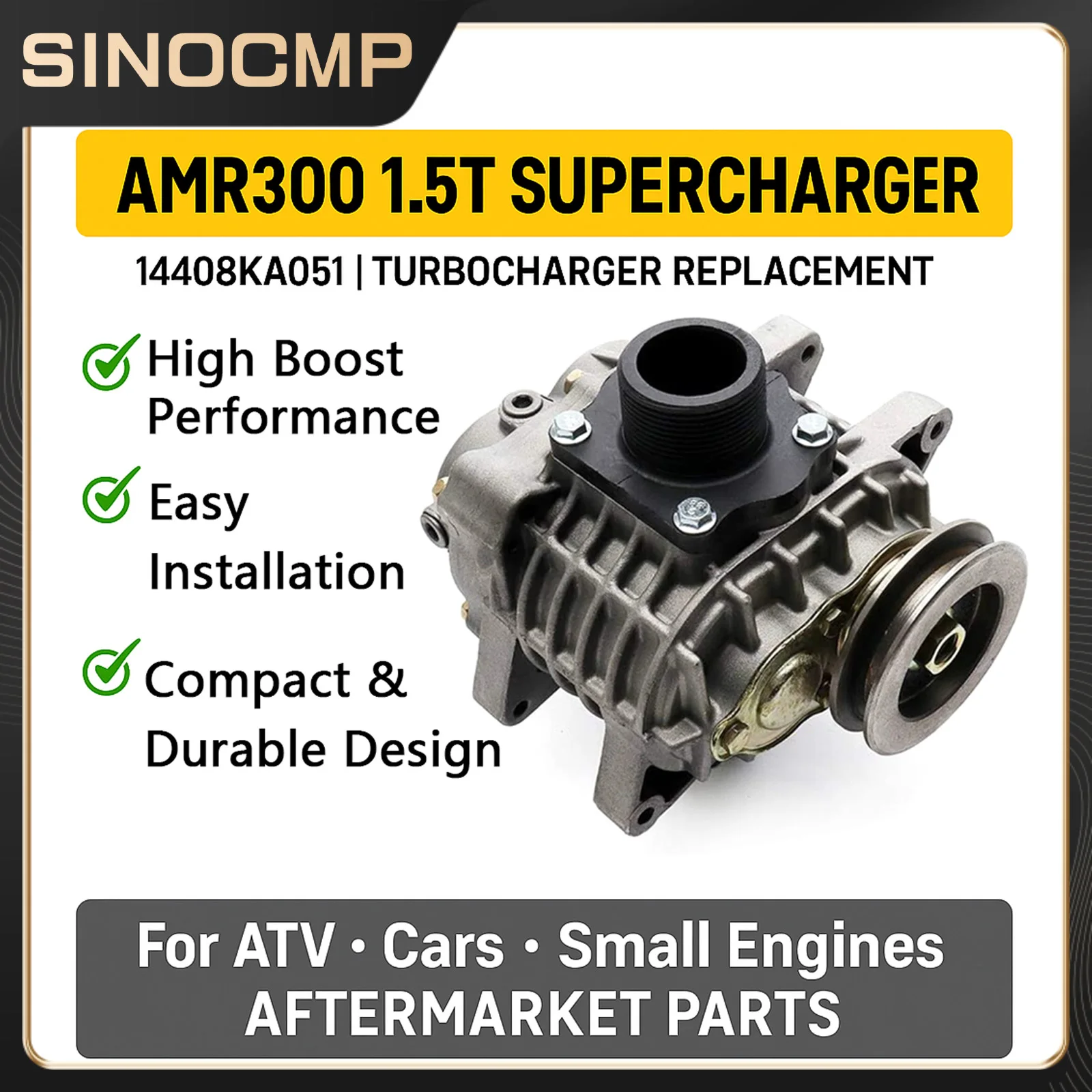 

AMR300 1.5T Supercharger Compressor Blower Booster 14408KA051 for ATV Cars Aftermarket Turbocharger Replacement