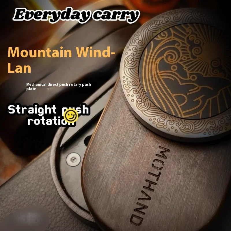 لعبة Haru Player Mountain Wind Black Ebony الميكانيكية المستقيمة ذات الدفع والدوران وبطاقة الحركة فيدجيت سبينر لتخفيف التوتر