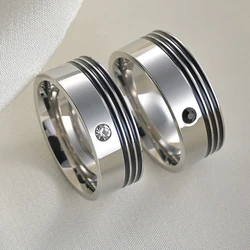 White Black Zircon Exquisite Stainless Steel Moissanite Crystal Men's Women's Rings Anniversary Bridal Wedding Jewelry