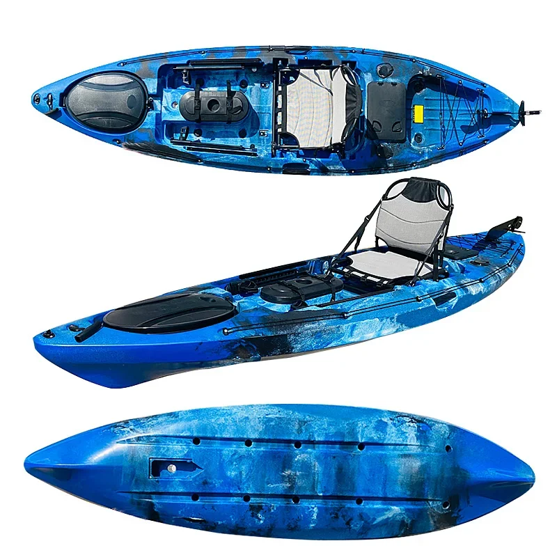 

3.6m Open Type Canoe, 33kg, LLDPE, Single Aluminum Seat Pedal Kayaks with Rudder System for Fishing, Drifting, Racing