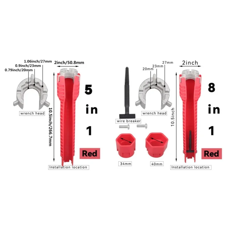 1PC 5-in-1/ 8-in-1 Sink Faucet Key Repair Tool for Toilet Bathroom Kitchen Faucet Assembly Wrench Plumbing Removal Installation