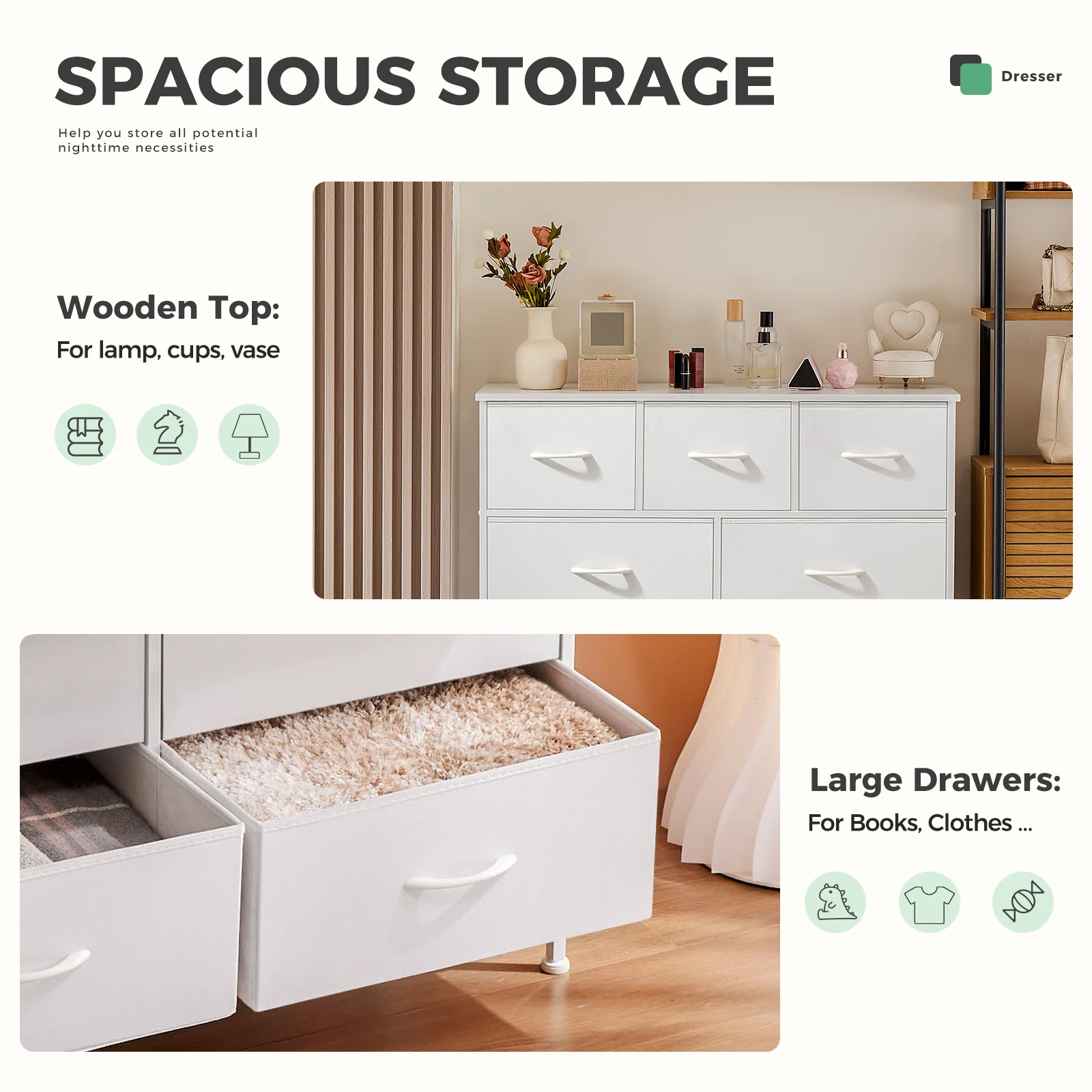 #￥JHK Wardrobes For Bedroom With 5/7/10 White Lover Fabric Drawers Chest Wardrobe Closet ForStorage Cabinet Bedroom Of Furniture