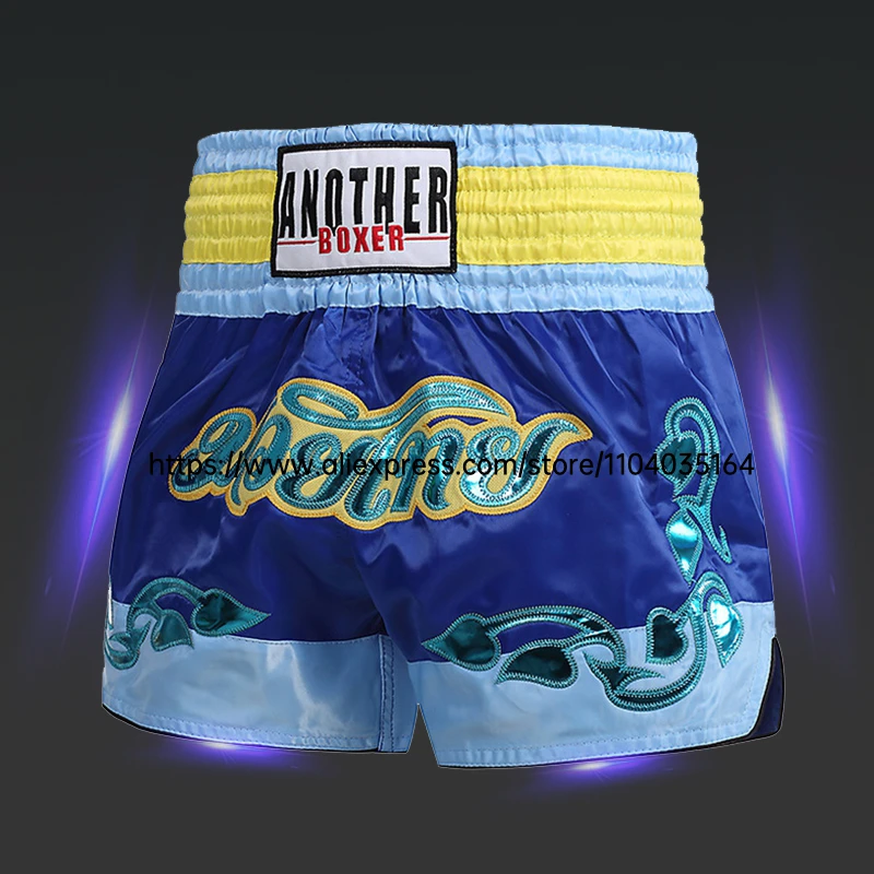 Shorts Muay Thai Boxing Shorts Men Women Kids Embroidery Satin Martial Arts MMA Training Clothes Gym Cage Fight Kickboxing Pants