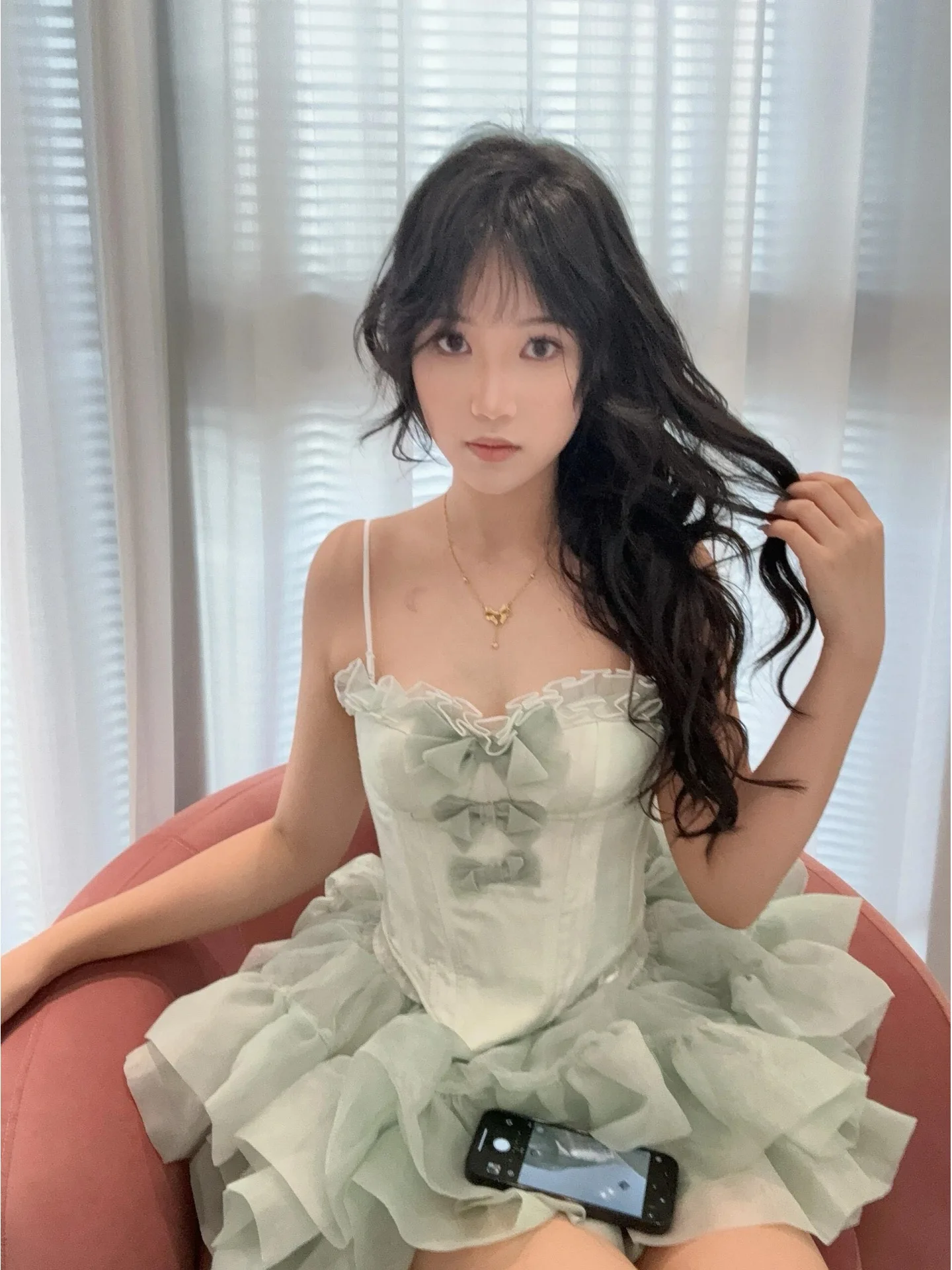 

Cute Lace Splice Cake Skirt Puffy Waist f-length Girls' New Sle Maid orm Casual High-waist Polyester Fiber Skirt