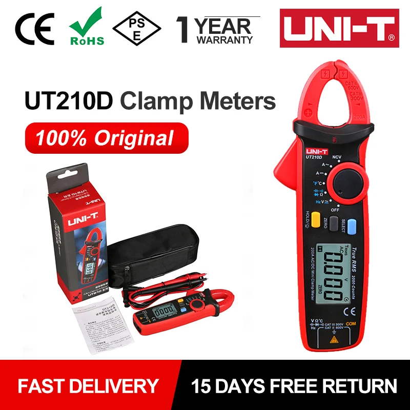 Uni-t-professional Digital Clamp Meter Ut210e Ut210d Alicadores Ut210 Série True Rms Voltímetros Amperimétricos