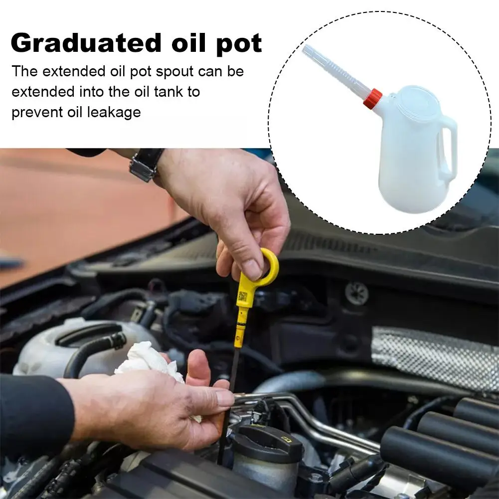 Plastic Oil Measuring Jug 1.2/2/3/4/5 Litre with Pouring Spout Container Oiler Plastic Oiler Oil Pot For Car Motorcycle
