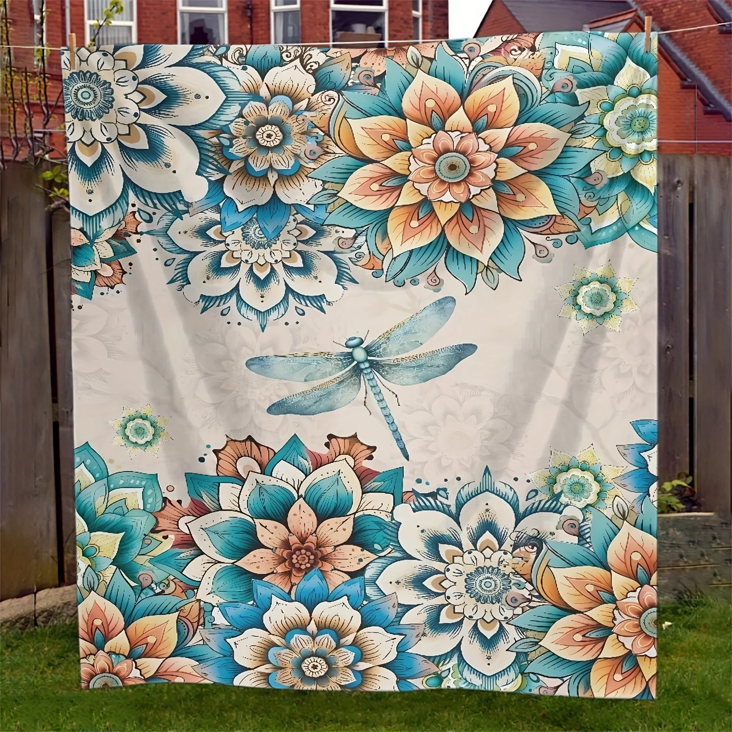 Cozy Floral Dragonfly Print Fleece Throw Blanket for Sofa Couch Home Decor Art Boho Style Plush Winter Luxury King Queen Gift Be