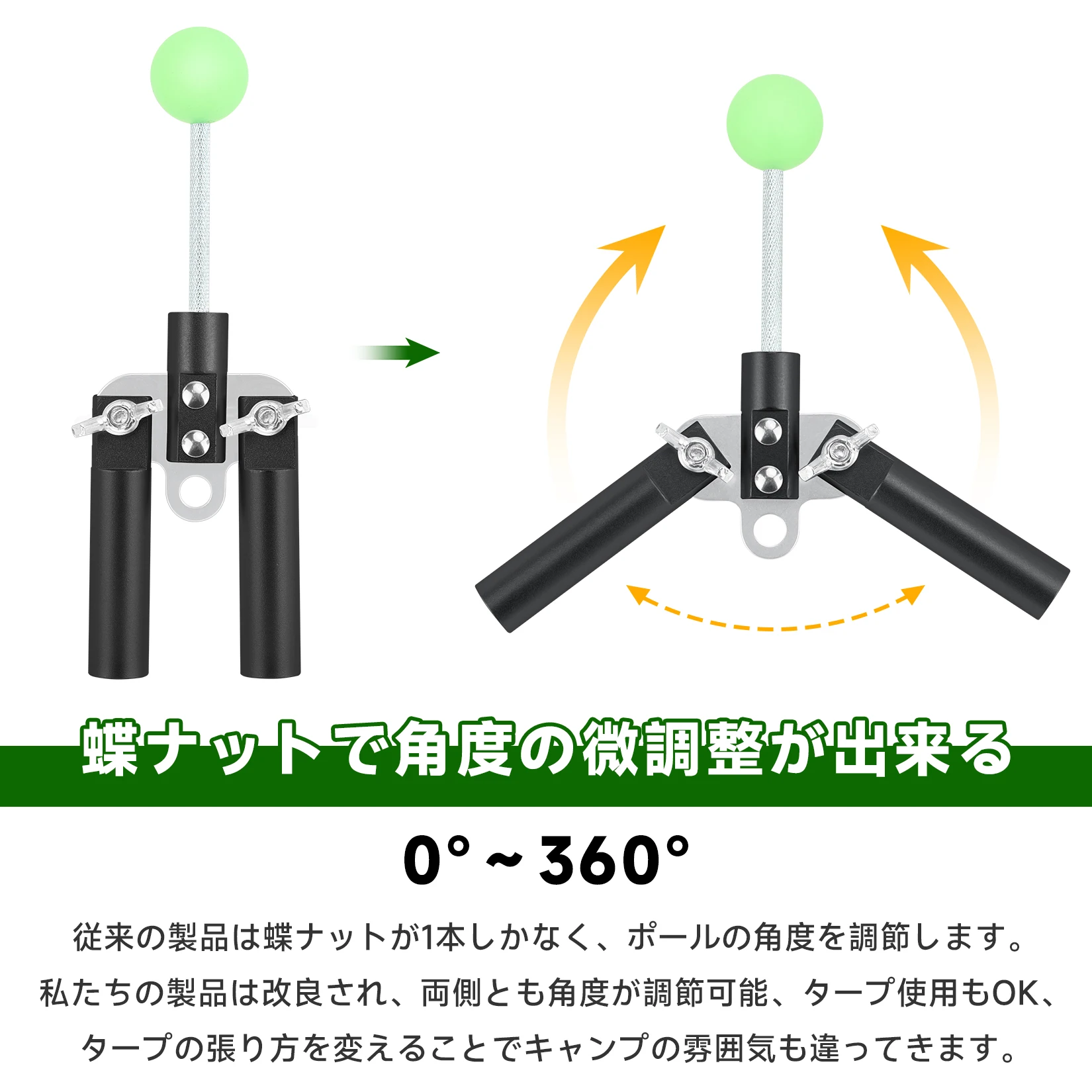 KOMCLUB أجزاء غمس القطب أجزاء متشعبة عمود متشعب ثابت TARP زاوية قابلة للتعديل الفولاذ المقاوم للصدأ عمود خيمة خفيف الوزن قماش القط عمود فانوس tipetent عمود خفيف الوزن نهاية قفل حصة حزام ثابت مع حقيبة تخزين الوتد