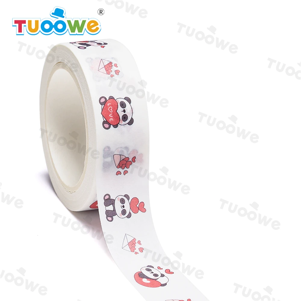 2022 NEW 10pcs/Lot 15mm x 10m Seamless Baby Panda with Heart Love Cartoon Tape Scrapbook Masking Adhesive Washi Tape Stationery