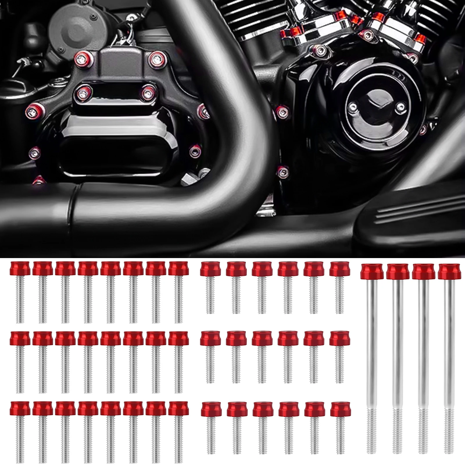 

Motorcycle Engine Bolt Cover Kit Cylinder Bolts Screw Head Cap For Harley M8 Twin Cam EVO Sportster Touring Road Glide Softail