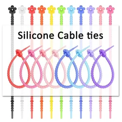 Reusable Cable Ties Silicone Colorful Cable Organizer Desk Data Charge Cord Earphone Line Management Storage Bag Sealing Clips