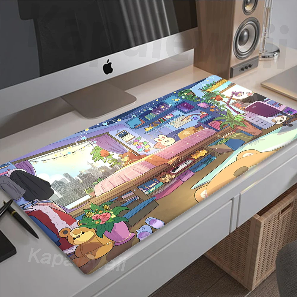 Gamer Anime Kawaii Cute Mouse Pad Cartoon Mousepads Locking Edge  Mouse Mat Gaming Mousepad Keyboard Pads Tapis De Souris