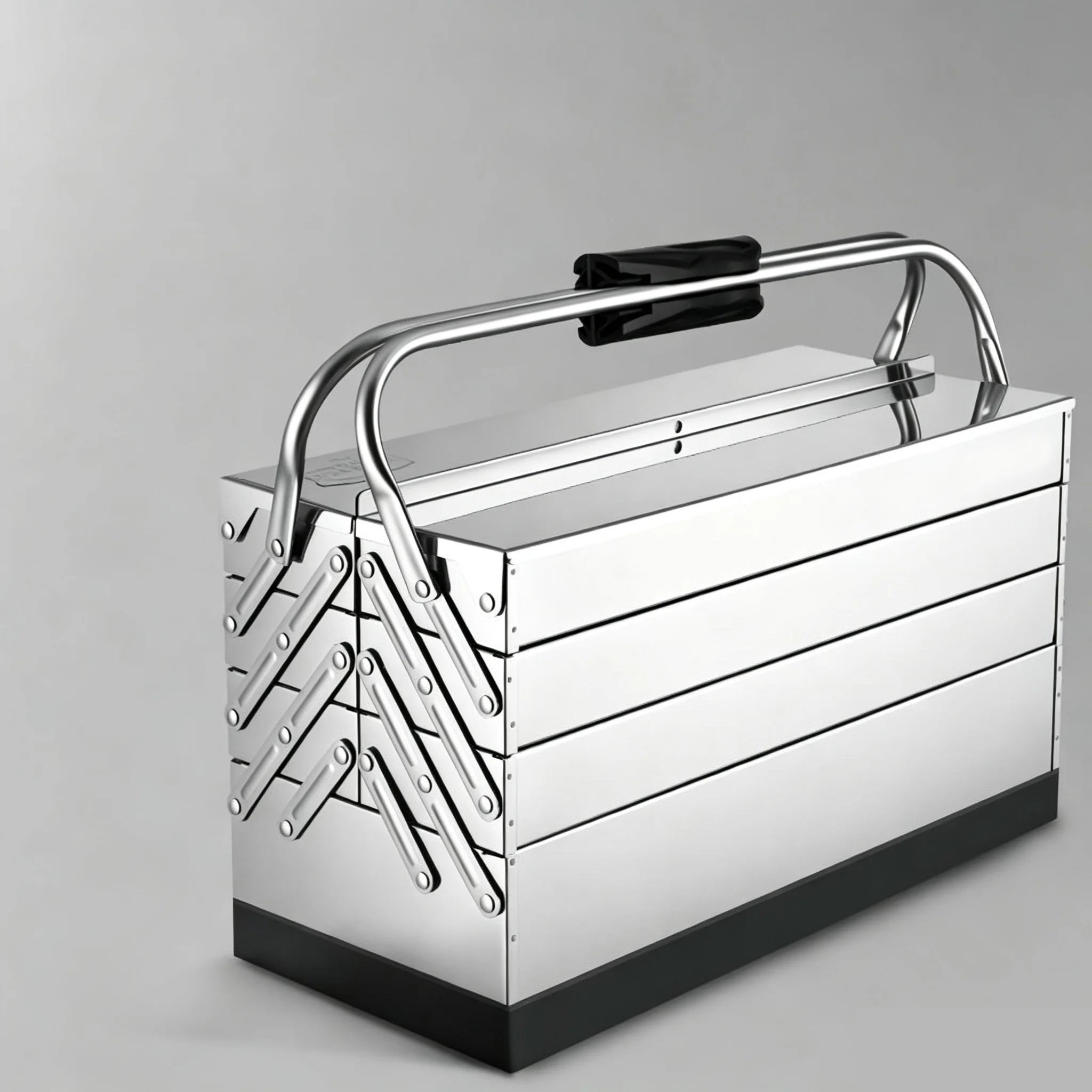 4-Layer Stainless Steel Tool Box Portable Rust-Resistant Retractable Foldable Organizer for Home Hardware Cantilever Tool Storag