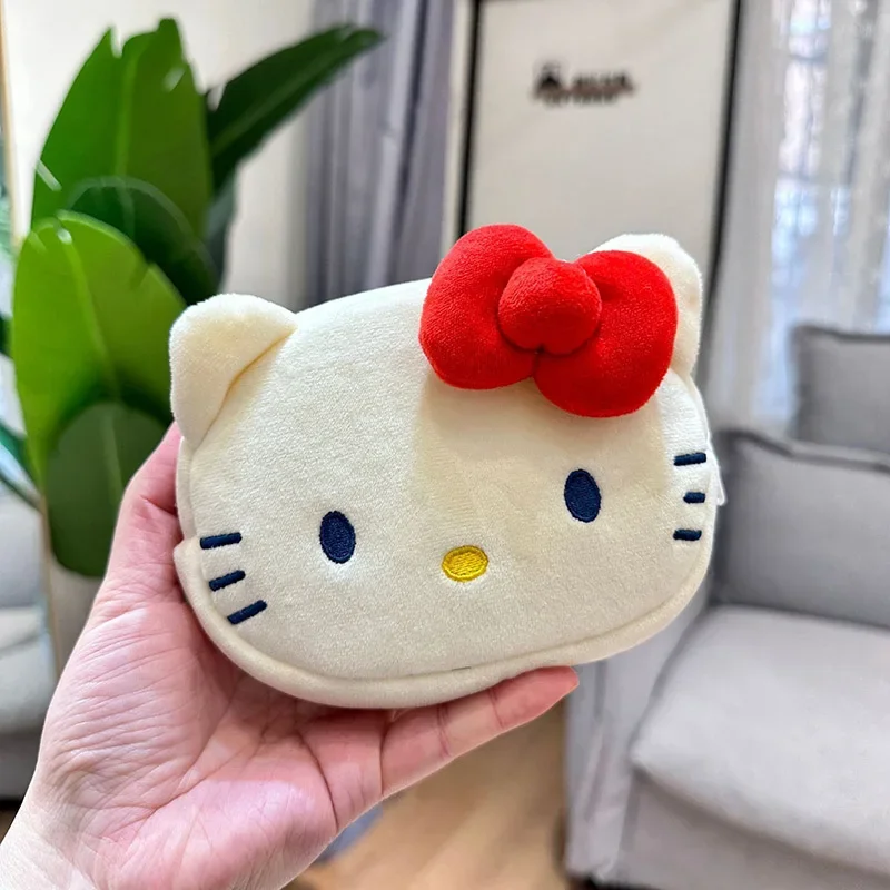 Cartoon Sanrio Hello Kitty Plush Coin Purse Women Girls Cosmetic Bags Storage Pouch Cute Animals Wallets Women Mini Handbag