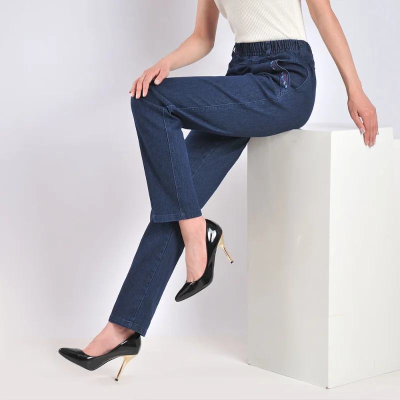 Pantalones vaqueros rectos de cintura alta para mujer, ropa de calle de moda Coreana de verano, 2023