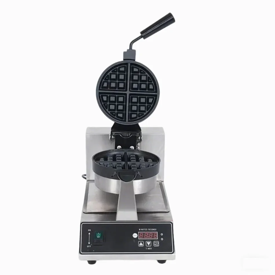 

Digital Rotary Waffle Maker 1500W Round Belgian Waffle Machine Maker Adjustable Temp 50-300°C With Underneath Collection Plate