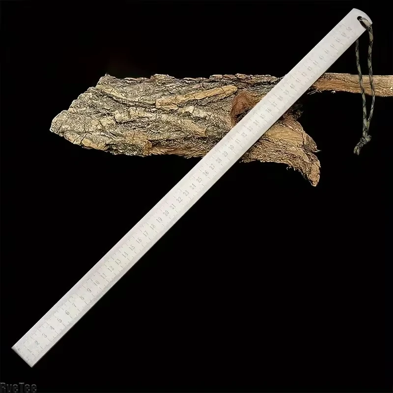 20 Inch Dual-Scale Stainless Steel Ruler Durable Thickened Quenched Steel with Random Lanyard Style Drawing & Measuring