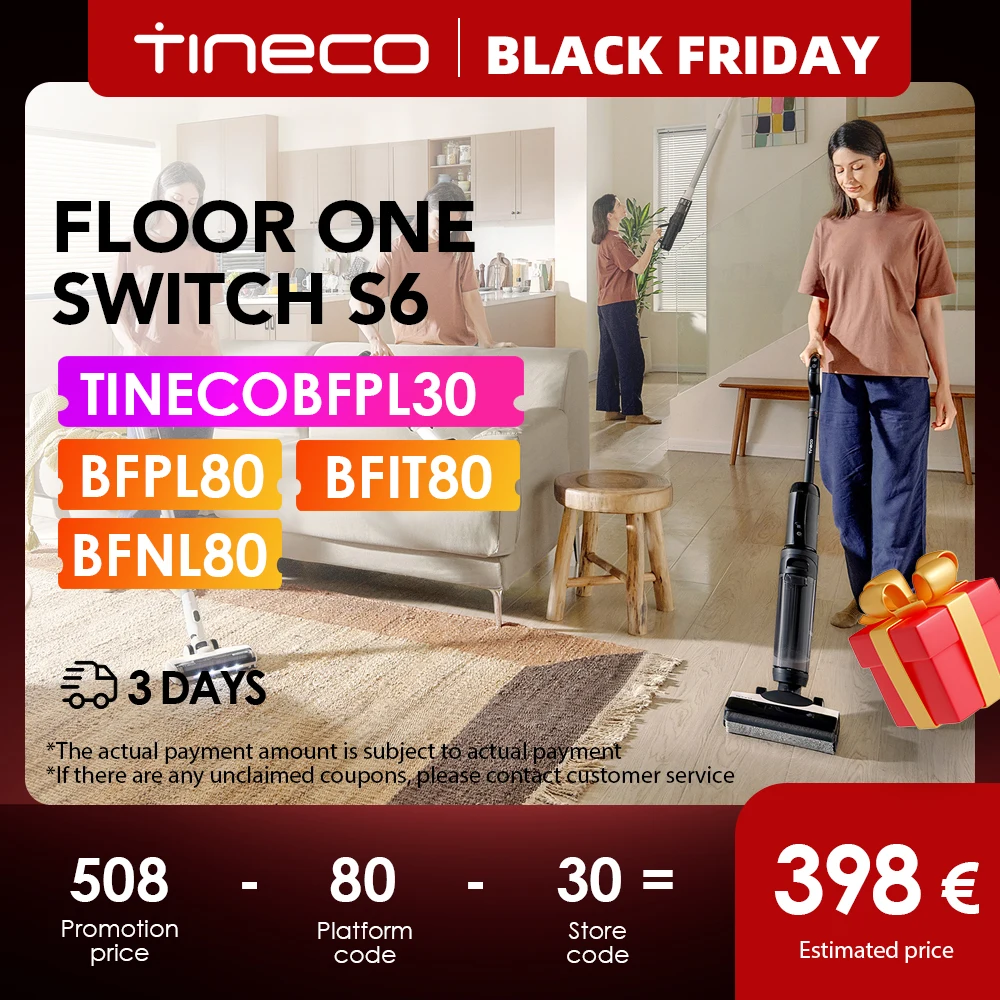 Tineco Floor One Switch S6 Wet Dry Vacuum Cleaner 5-in-1 Floor Washer Self-Cleaning Flash Dry Dual-Edge Cleaning Whole House