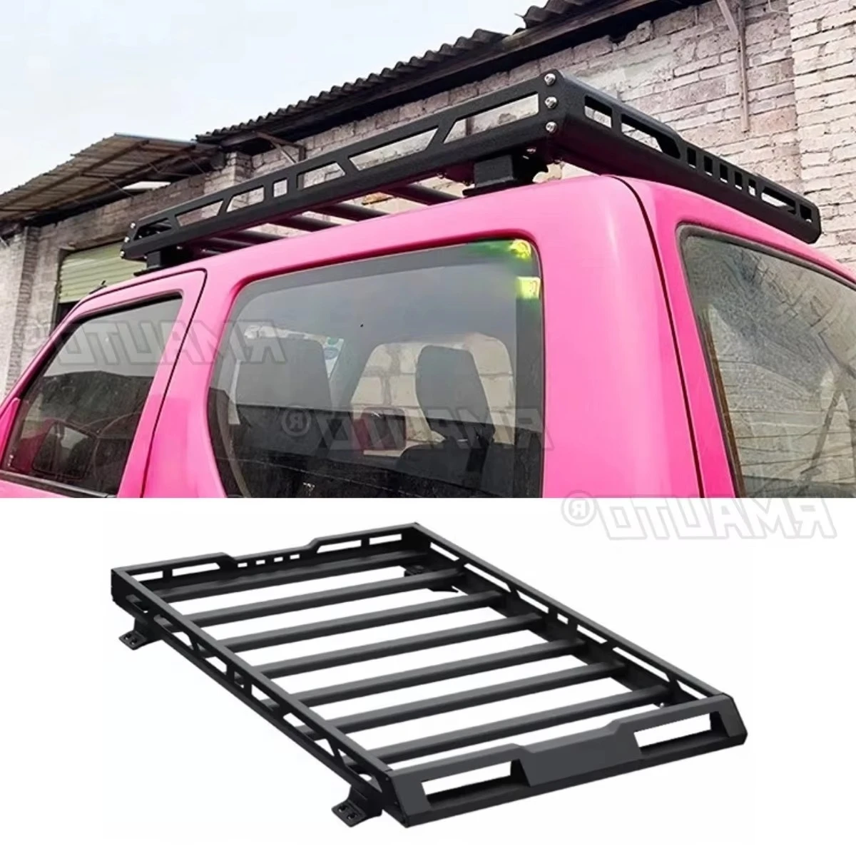 Para suzuki jimny 2007-2017 rack de bagagem de alumínio com faixa de luz kit de modificação de rack de teto