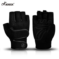 MOREOK-Luvas de ginástica antiderrapantes para homens e mulheres, luvas de fitness, protetor de pulso, esportes, haltere, equitação, gel pad 3mm, bodybuild