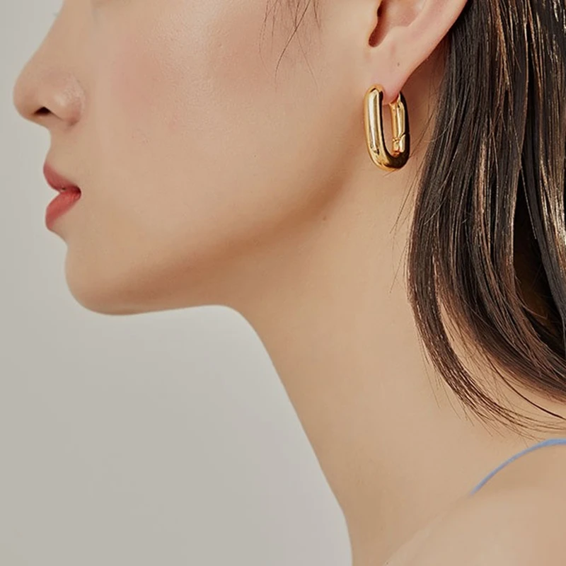 Brass Geo Irregular Stud Earring Statement Women Jewelry Punk Party Gown Brincos T Show Runway Rare Korean Japan Style INS