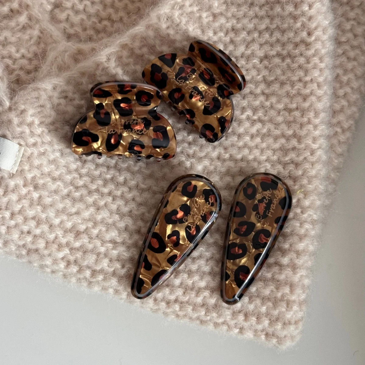 NEW Autumn Winter Coffee Color Acrylic Hair Claw Retro Leopard Print Claw Clip Crab Hair Clip Hair Accessories for Women Girls