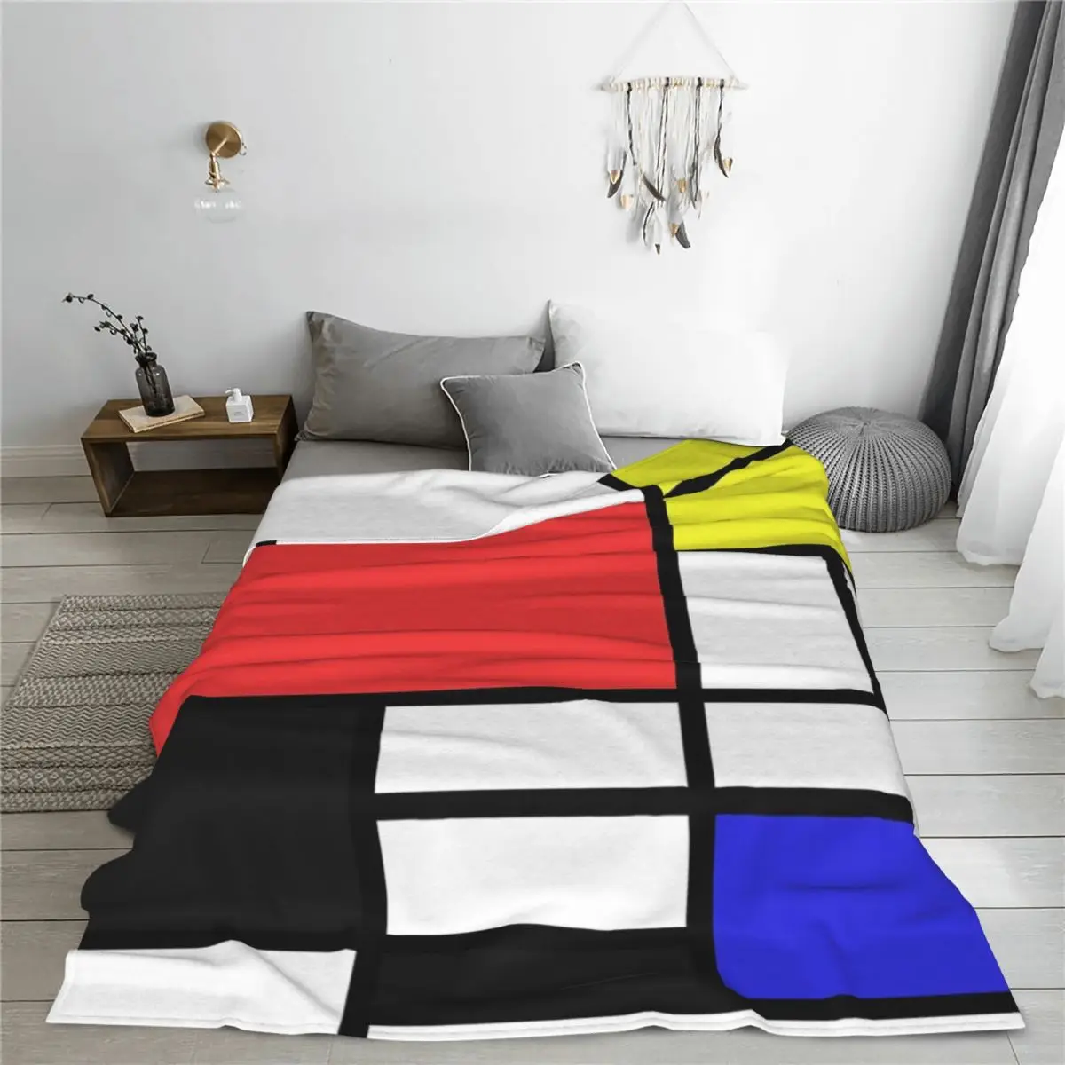 

Mondrian Blankets Flannel Sofa Throw Blanket Warm Throw Blankets for Couch Bedding Travel Throws Bedspread Quilt