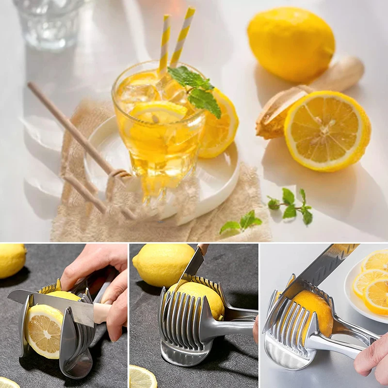 Aluminum Alloy Lemon Cutter Tomato Slicer Handheld Orange Fruit Onion Egg Luncheon Meat Slicer Food Tong Kitchen Gadgets Item