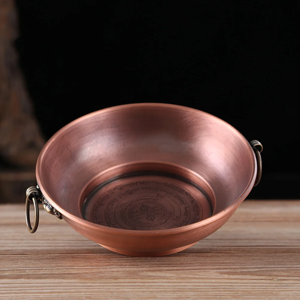 

Copper Temple Offering Plate Sturdy Retro Design Fire Tribute Dish Multi Purpose Snack Fruit Bowl Offering Burner Buddhist
