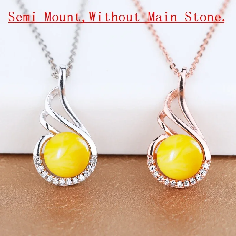 

Женский обручальный свадебный кулон из стерлингового серебра 925 пробы с кристаллами 6-9 мм, жемчужный или круглый бисер, полукрепление, кулон, камень «сделай сам»