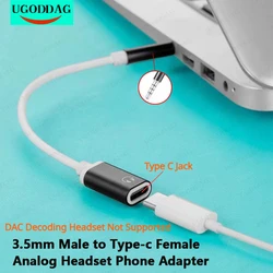 3.5mm Male to Type-c Female Headphone Converter Flat to Round Analog Laptop