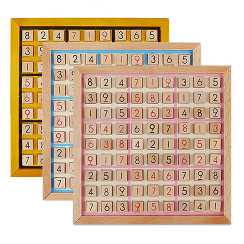 Wooden Sudoku Board Game with Hiden Drawer & 81 Thinking Tiles 100 Challenges Number Logic Puzzles Educational Toys For Adults