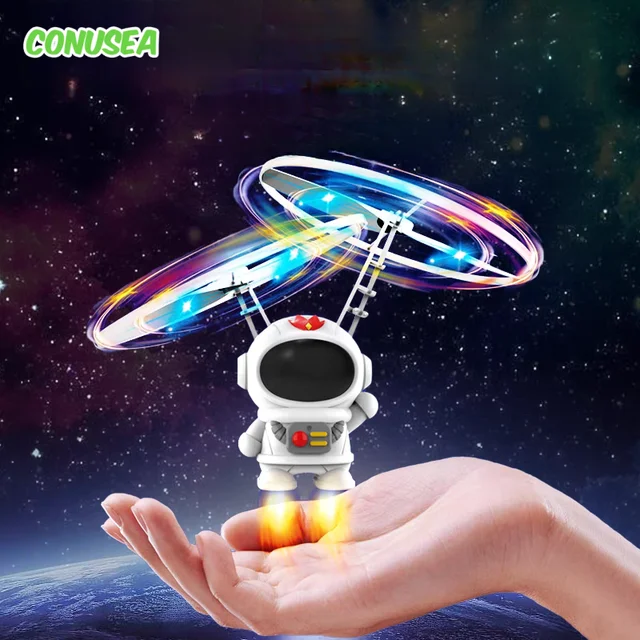 Latający robot helikopter UFO świecące zabawki Spaceman samolot samolot Dron maszyna kryty gry na świeżym powietrzu zabawki dla dzieci chłopcy dziewczęta